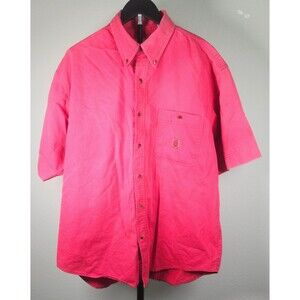Vintage Bugle Boy Red Button Up Shirt Mens XL Short Sleeve 90s Casual